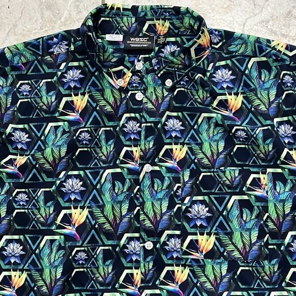 Wesc Oden Floral Print Collared Short-Sleeve Button-Down Shirt Size Large C15 - Picture 4 of 6